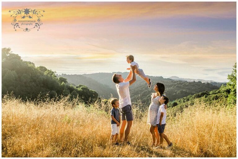 Natural family portrait session at sunset in the Bay Area by Nightingale Photography