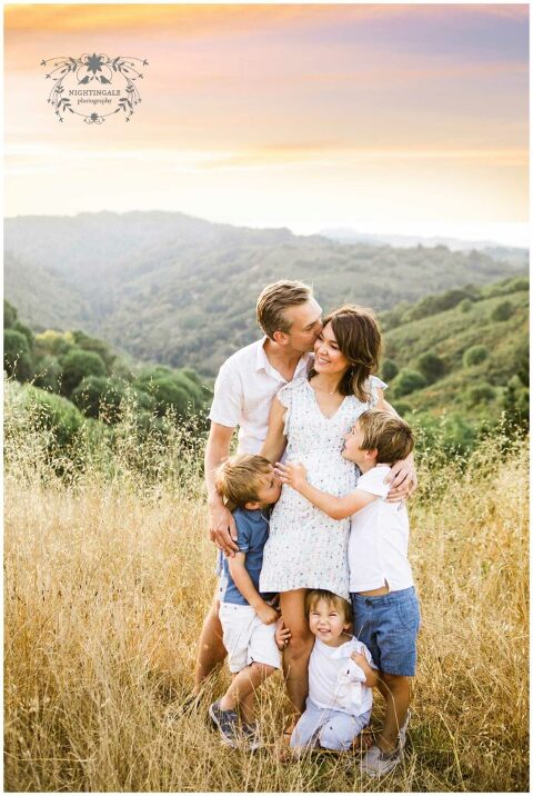 Natural family portrait session at sunset in the Bay Area by Nightingale Photography