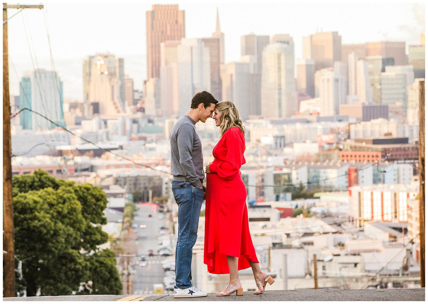 maternity portrait session in San Francisco with views of the city