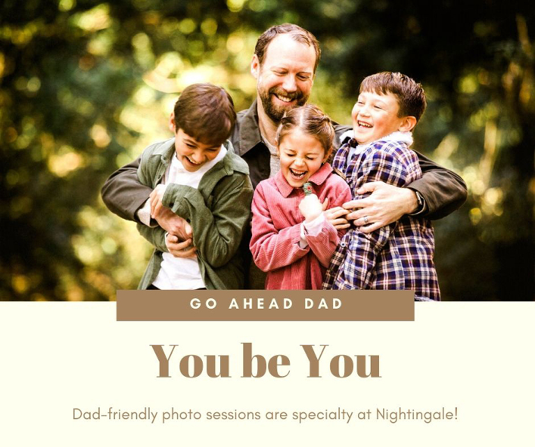 dad hugs kids in oakland during a family photo session