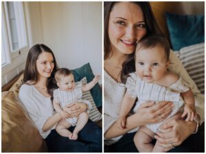 mother with young baby for portraits in marin